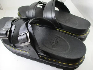 DR. MARTENS MENS SIZE 11 BLACK LEATHER STRAP PLATFORM SANDALS SOFT WAIR - Picture 1 of 14