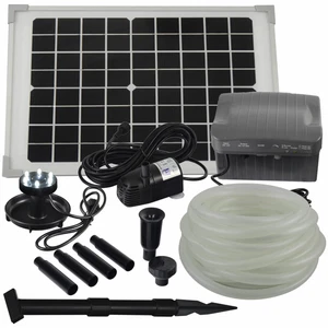Agora-Tec® Solar Bachlauf pumpen Set mit Akku und LED & 9m Schlauch Wasserfall - Bild 1 von 9