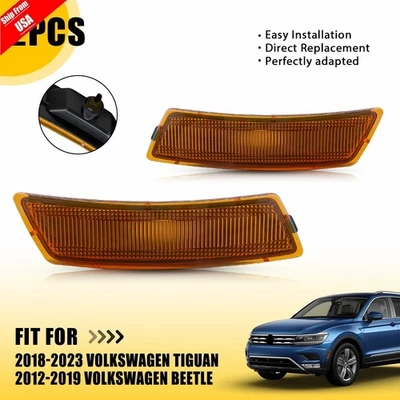 LED Side Marker Lights Fender Parking Amber Housings For Volkswagen Tiguan 18-23 - Image 1 of 4