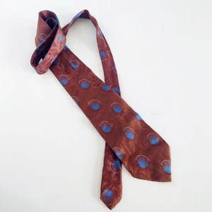 Life by Najee Vintage 100% Silk Tie Brown Blue Pattern – Made in Italy - Bild 1 von 6
