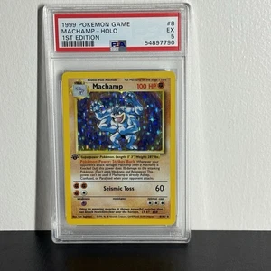1999 Pokémon Base Set Machamp 1st Edition Holo PSA 5 – Vintage WOTC #8 - Picture 1 of 3