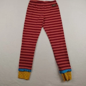 Matilda Jane Leggings Girls Size 8 Red Pink Stripe Ruffle Cuff Yellow Dot Pants - Picture 1 of 7