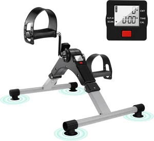 Under Desk Bike Pedal Exerciser Folding Arm Bike with LCD Display Adjustable Res - Picture 1 of 12