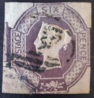 GB QV 1847 Square Cut Superb SG60 6d Purple "VR" Watermark Fine Used £1,000 CV