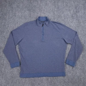 Suéter J McLaughlin Para Hombres Grande Azul Cuarto 1/4 Cremallera Pima Algodón Rayas Pullover - Imagen 1 de 10