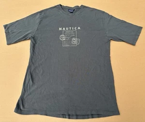 Vintage Nautica USA Made Shirt Mens Size Large Gray SHORT SLEEVE 100% COTTON - Picture 1 of 8