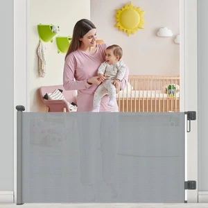 Retractable Stair Gate Extend up to 55” Wide,33.86” Tall with Drilling and Non D - Picture 1 of 6