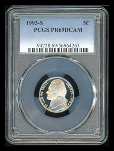 1993 S 5C Jefferson Nickel PCGS PR69 DCAM - Bild 1 von 2