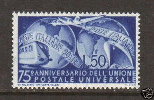Italy Sc 514 MNH. 1949 2 l bright ultra 75th UPU Anniversary, fresh, bright, FVF - Picture 1 of 2