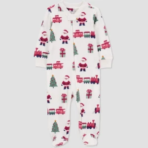 6M Carter's Just one you Baby Foot Pajamas Santa Fleece Sleeper 2 way zipper - Picture 1 of 1