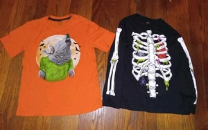 HALLOWEEN SHIRT LOT (2) Boys' Size Small 6/7 Wearwolf Tshirt Skelton Longsleeve - Picture 1 of 6