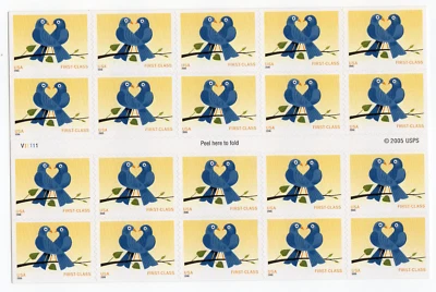 Scott #3976a 39¢ True Blue Love Birds Booklet of 20 Stamps - MNH - Image 1 of 2