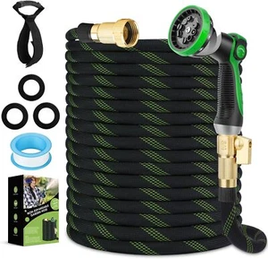 Garden Hose 100 ft, NON Ultra Lightweight & Flexible Water Hose10-Pattern Spray - Picture 1 of 6