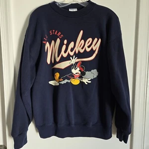 VTG Carolina Connection Disney Mickey Mouse Baseball All Star Sweater L USA - Picture 1 of 12