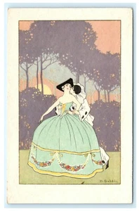 Postal italiana Art Deco firmada por artista D. Gobbi pareja bailando puesta de sol A7 - Imagen 1 de 2