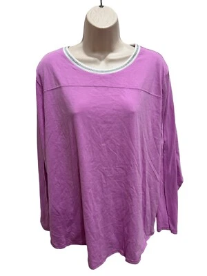 SO Mujer 2X Púrpura Claro Manga Larga Pullover Camiseta Blanco-Plateado Borde Cuello Foto 1 de 4