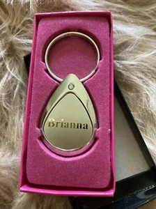 🌹New Brianna Silver Tone Keychain With Rhinestone And Box - Picture 1 of 6