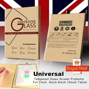 9H Tempered Glass Film Screen Protector Cover For 7" 8" 9" 10" Tablet