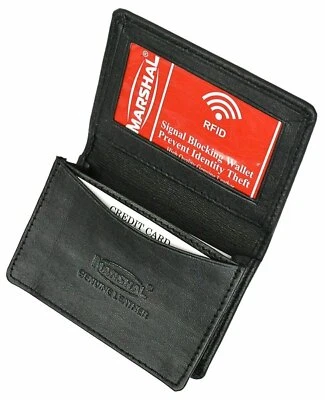 RFID Mens Slim Front Pocket Wallet Genuine Leather Bifold ID/Credit Card Holder - Image 1 of 4