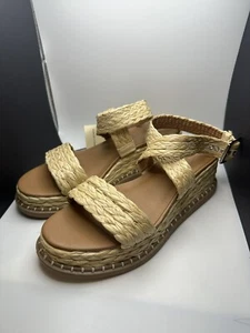 Sandali donna Kayla filo universale casual fibbia cinturino zeppa tacco beige - Foto 1 di 5