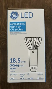 New GE 18.5watts GX24q Base 3500k 4 Pin CFL Socket 50k Hour Led Lightbulb - Picture 1 of 7