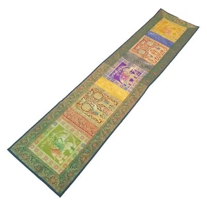 Dining Table Runner Zari Brocade Elephant Woven Banarasi Cover Decor Multi Color - Picture 1 of 12