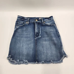 Wish List Womens Skirt S 5 Design Pocket Denim Fringe Mini Short A-Line Jeans - Picture 1 of 12