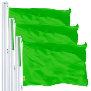 G128 3 Pack: Solid Lime Green Color Flag 2x3 Ft LiteWeave Pro Printed 150D Poly - Picture 1 of 6