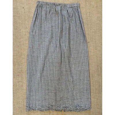 Falda de lino FLAX Engelhart para mujer grande tejida gris a cuadros larga recta completa Foto 1 de 4