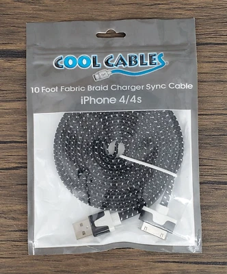 Cool Cables 10 Foot Fabric Braid Charger Sync Cable for iPhone 4/4s - Image 1 of 2