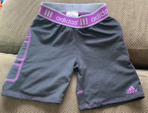 Adidas ClimaLite Black/purple Compression Slider Shorts Kids M Baseball Soccer - Picture 1 of 8