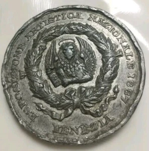 MEDAGLIONE ESPOSIZIONE ARTISTICA NAZIONALE 1887 VENEZIA : ALESSANDRO SANTI Ø.47 - Imagen 1 de 2