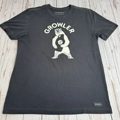 Camiseta gráfica Life is Good para hombre mediana Growler Bear Beer Brewery Tee Foto 1 de 4