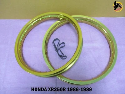 HONDA XR250R 1986-1989 ALUMINIUM  GOLD F+ R WHEEL RIM SET SERIES7  *nan4200* - Изображение 1 из 4