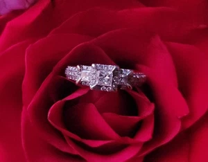Princess Cut Diamond Engagement Ring White Gold 10k Size 7 - Picture 1 of 5