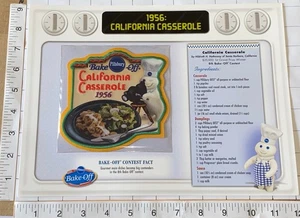 1956 PILLSBURY CALIFORNIA KASSEROLLE WILLABEE & WARD REZEPT FAKTEN EMBLEM PATCH - Bild 1 von 2