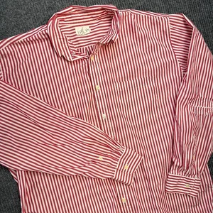 Vintage J Crew Shirt Mens Large Tall Red White Candy Stripe Oarsman Lightweight - Picture 1 of 8