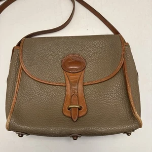 VINTAGE DOONEY BOURKE Essex Pebble Taupe Brown Leather Crossbody Purse Bag Small - Picture 1 of 22