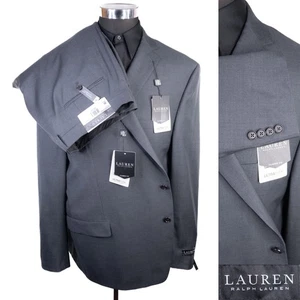 Neu mit Etikett Ralph Lauren 2-teiliger Anzug 54R 2-Knopf Blazer Wolle einfarbig Anzughose 42 x 30 - Bild 1 von 21