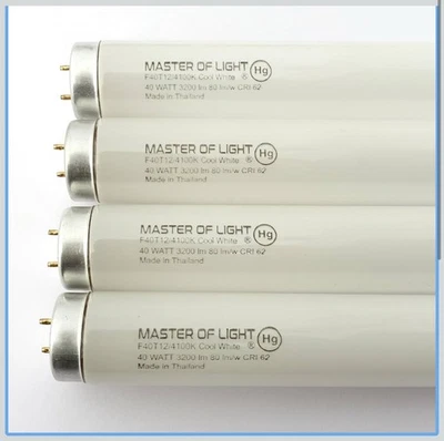 F40CW (paquete de 4) 4 pies tubo fluorescente bombilla 40W 40 vatios T12 blanco frío 410... Foto 1 de 3