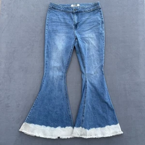 Rock and Roll Denim Jeans Womens 32 X 32 Bargain Button Bell Bleached Flare Y2K - Picture 1 of 18