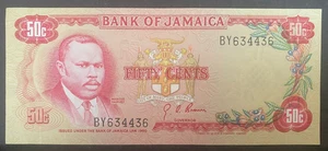 JAMAICA, 1960, FIFTY CENTS, Currency Note, USED / CIRCULATED - Bild 1 von 2