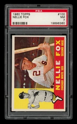 RAZOR PSA 7 NM NELLIE FOX HOF 1960 TOPPS #100 GRADED NEAR MINT VINTAGE MLB TPHLC - Image 1 of 2