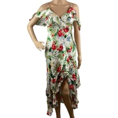 Bardot High Low Tropical Floral Dress Size 4 / XS White Multicolor - Image 1 of 4