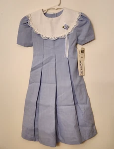 NWT NY Bonnie Jean Girls Size 6X Dress Blue White Collar Pleated S/S - Picture 1 of 11