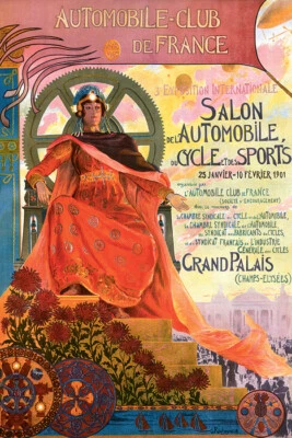 PÓSTER REPRO 1901 AUTOMOBILE CLUB DE FRANCE EXPOSICIÓN DE AUTOMÓVILES GRAND PALAIS VINTAGE Foto 1 de 3