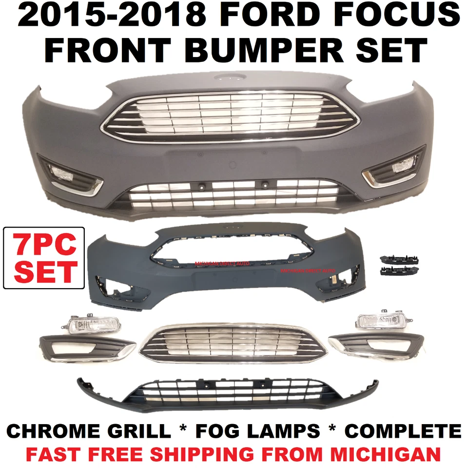 Ford Focus 2015 2016 2017 2018 parachoques delantero superior inferior faros antiniebla parrilla cromada Foto 1 de 4
