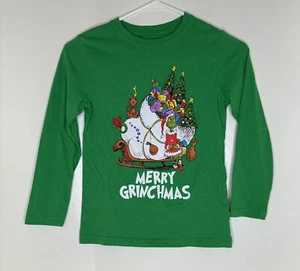 Merry Grinchmas Child L Large ~ 8 Long Sleeve Tee Shirt Green Grinch Christmas - Picture 1 of 5