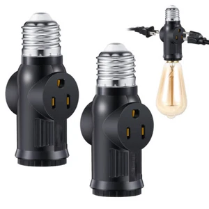 E26 E27 Light Bulb Outlet Socket Adapter 2/3Prong Outlet Plug Splitter Converter - Picture 1 of 13