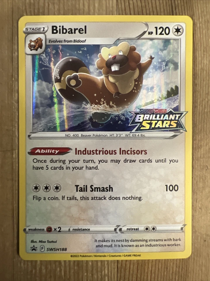 Bibarel - SWSH188 - PreRelease Pokemon Promo Sword & Shield Rare Holo Card NM - Image 1 of 2